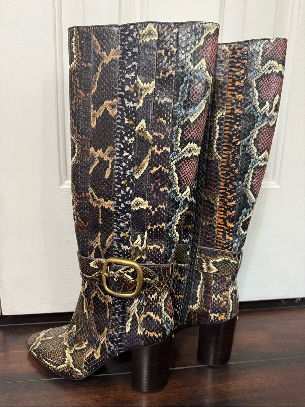 Coach Evelyn Boot In Snakeskin Oxblood